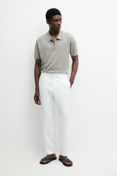Massimo Dutti Tapered fit linen trousers
