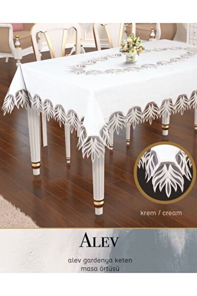 Ceki Home Gardenya Linen 140X180 cm Lace Single Tablecloth Flame Model Cream ...