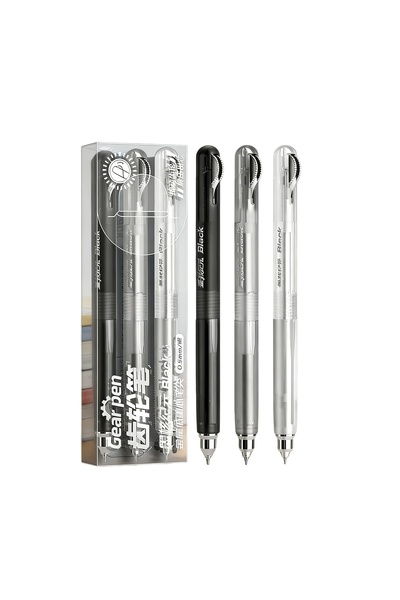 Choice1 قلم حبر جاف قابل للسحب 0.5 مم بحبر أسود، تصميم A-3PCS Gear Pen Fidget...
