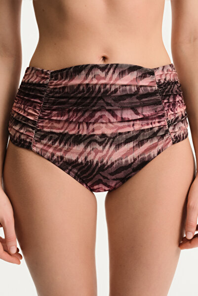Penti Cesira Drawstring Closure Zebra Patterned Glittery Mid-Waist Bikini Bottom
