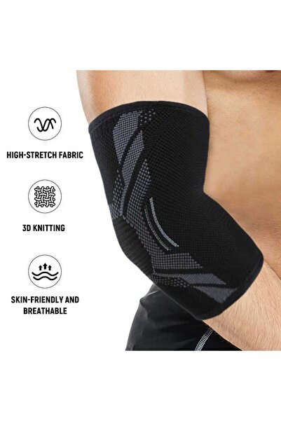 Choice6 M black 1pc Nylon Elbow Compression Sleeve, Elastic Tennis Elbow Brac...