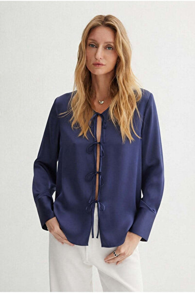 Silk and Cashmere Koyu Mor Rome Saf İpek Bluz