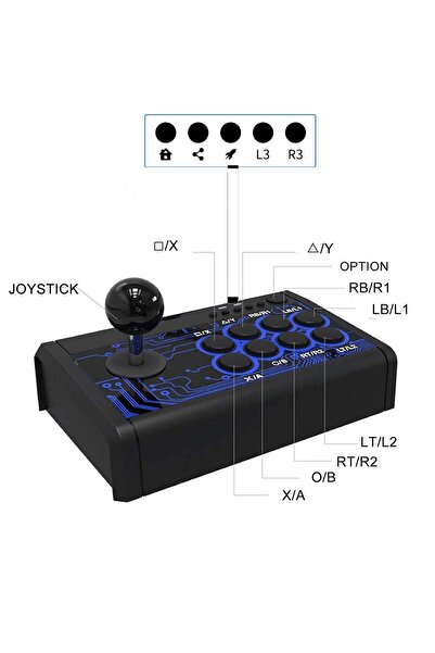 Choice عصا تحكم قتال الشوارع 7 في 1 بمنفذ USB من دوبي باللون الأسود لأجهزة بل...