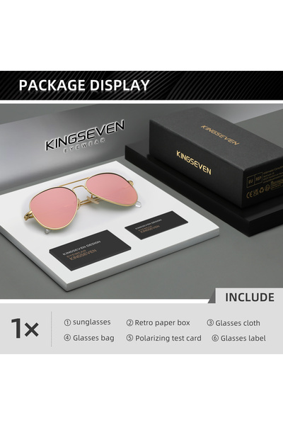 Choice Golden Pink KINGSEVEN Pilot Sunglasses Polarized Men Fashion Alloy Thi...