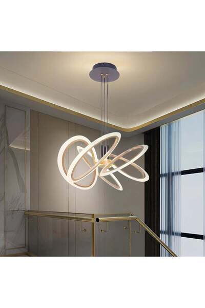 OEM Candelabru suspendat LED RIMINI 85W cu telecomandă, 5 inele, Rece/Cald/Ne...