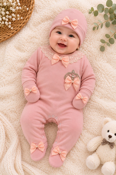 Waffle Baby 0-3 Aylık Bebek Tulum Takımı Pamuklu