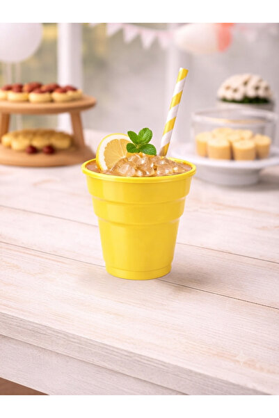 Deniz Party Store Sarı Plastik Kullan At Bardak 25 Li Paket