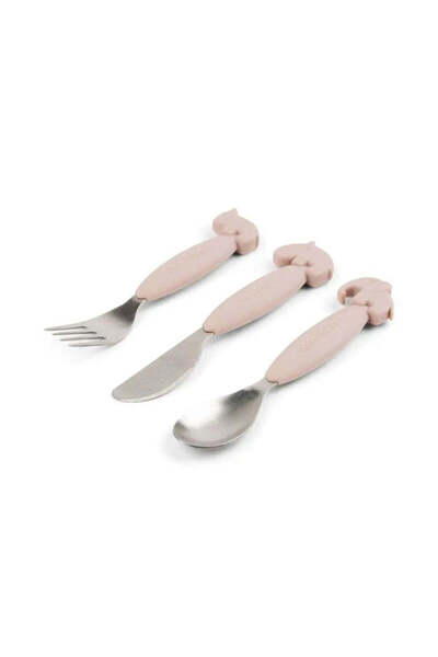 Done by Deer - Deer Friends - Stainless Steel Fork, Spoon & Knife Set - Pink