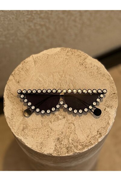 BBbutik Taşlı Siyah Metal Çerçeveli Cat Eye Güneş Gözlüğü