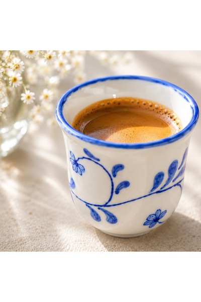 Espresso Fincanı Mavi Beyaz