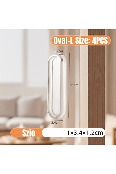 Choice1 4PCS Oval-L Size New 4PCS Invisible Self-Adhesive Handle Transparent ...