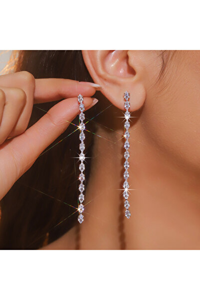 Choice silver FYUAN Simple Geometric Zircon Crystal Earrings for Women Gold S...