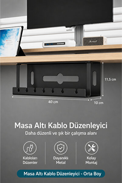 VENON Metal Masa Altı Kablo Düzenleyici Yönetim Tepsisi Kablo Tutucu Özellikl...