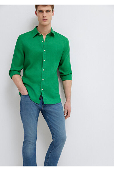 Mavi Grünes Leinenhemd Slim Fit / Eng anliegend 0211466-71704