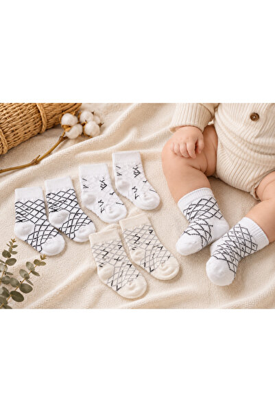 LOOFI Comfortable Newborn Baby Socks Set 3 Pairs (0-3 Months) - 100% Cotton