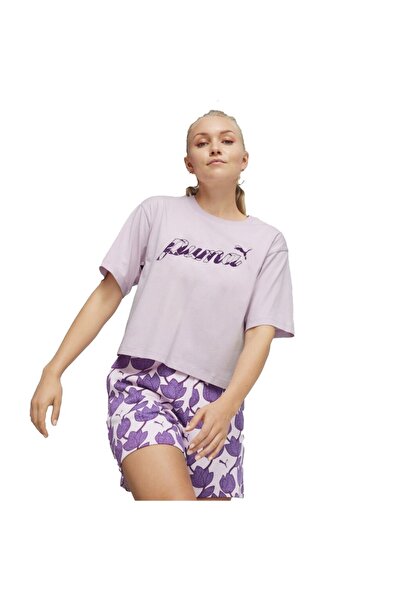 Puma ESS+ BLOSSOM Κοντό Γραφικό Μπλουζάκι 680432-60 Λιλά