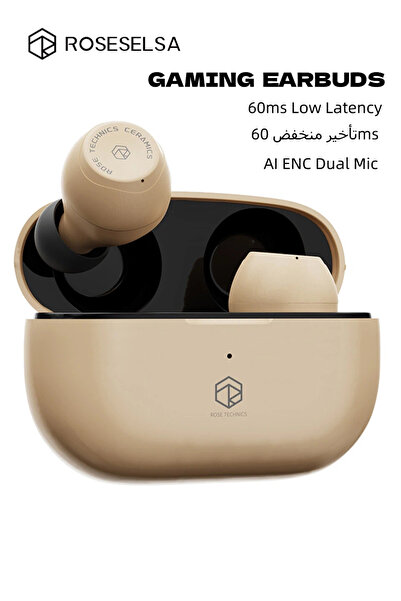 roseselsa سماعات أذن لاسلكية CERAMICS، بلوتوث 5.3، سماعات TWS، وضع الألعاب بز...
