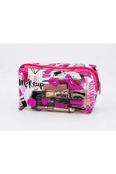 UCCELLO Transparent Makeup Bag Lucky Love Written Zipper Cosmetic Bag Travel ...