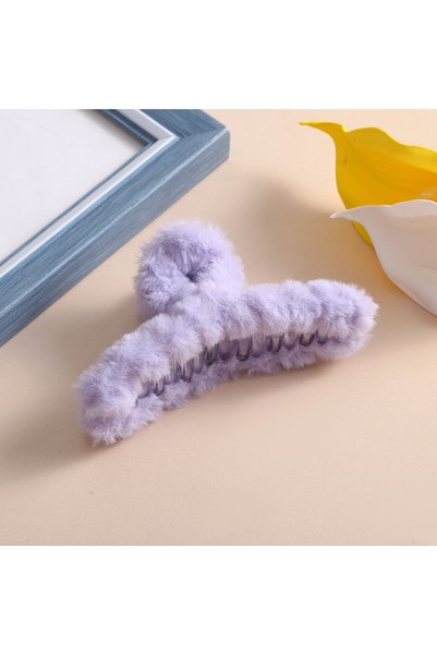 Choice Purple Winter Plush Hair Claw Elegant Acrylic Hairpins Faux Fur Hair C...