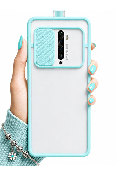noktaks Oppo Reno 2z Kılıf Kamera Sürgü Mat Arka Yüzey Renkli Çerçeve Lensi K...