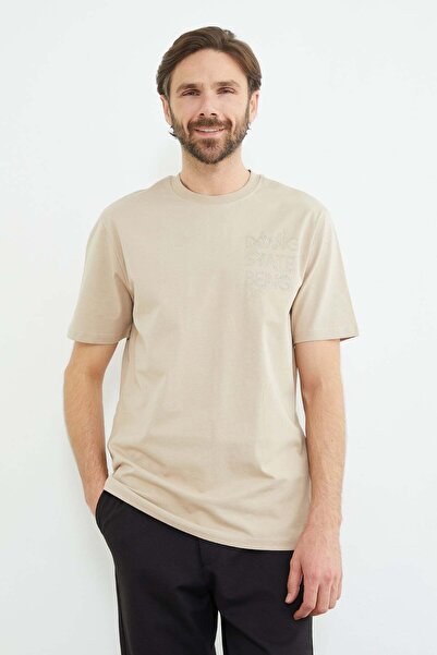 Fulla Moda Text Embroidered Crew Neck T-Shirt