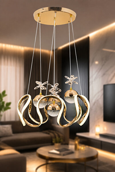 VENON Ledli avize Ledli Salon Avizesi AYDINLATMA HELEZON 6 LI LEDLİ 3 RENK YA...
