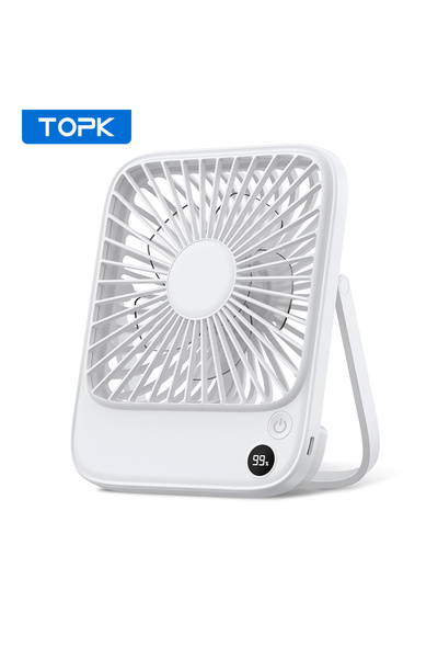 Choice3 White 4600mah TOPK Rechargeable Portable Fan Electric Mini fan for Ca...