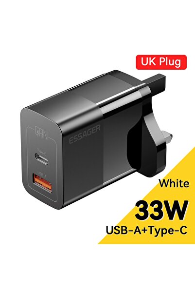 essager UK Black USB C Charger 33W GaN Type C PD Fast Charging For iPhone 14 ...