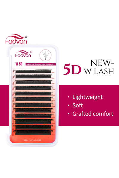 Choice4 9mm D FADVAN 5D-W Shaped 0.07 D Curl Eyelash Extensions Natural Faux ...