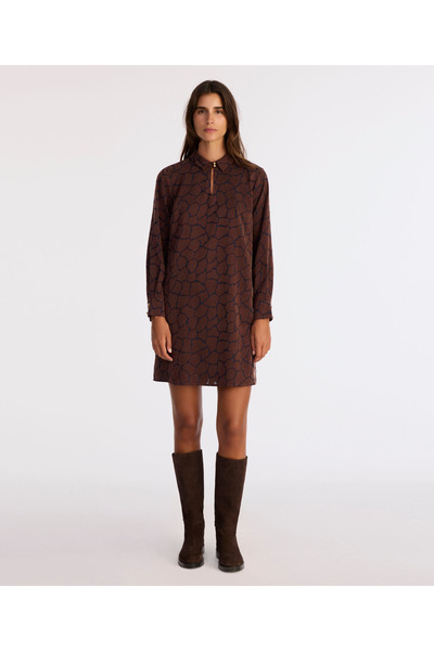 Yargıcı A Form Shirt Collar Long Sleeve Dress