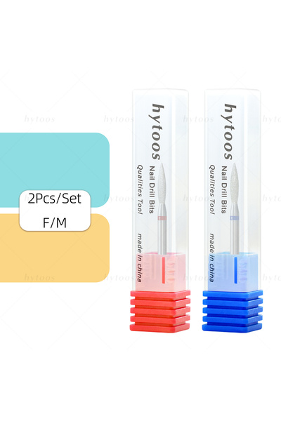 Choice 2Pcs Set HYTOOS Flame Diamond Nail Drill Bit 3/32'' Russian Cuticle Cl...