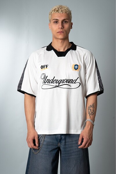 Plus Eighteen The Underground Polo Yaka White Men's Football Jersey
