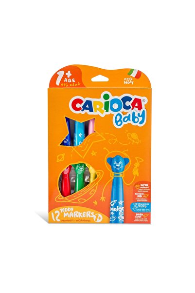 carioca Teddy Jumbo Baby Super Washable Felt Tip Markers 12 Pcs +1 Year Old