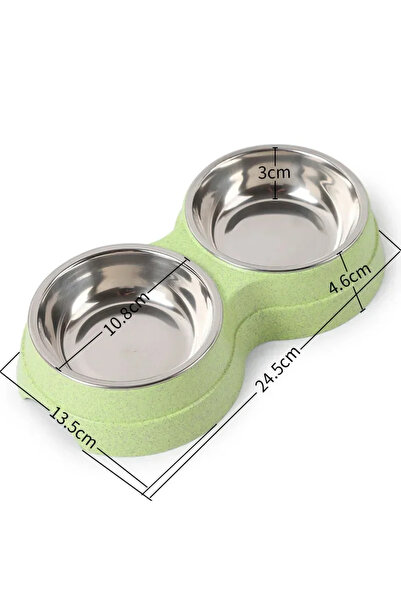 Choice green Double Pet Bowls Dog Food Water Feeder Stainless Steel Pet Drink...