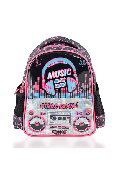 Generic Brand Muggle School Backpack Music Black Mu-7143