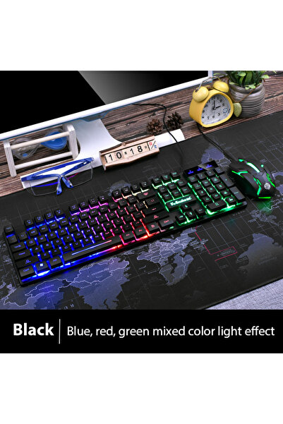 Choice Black KM320 Keyboard And Mouse Set Waterproof Luminous Game Backlit Ke...