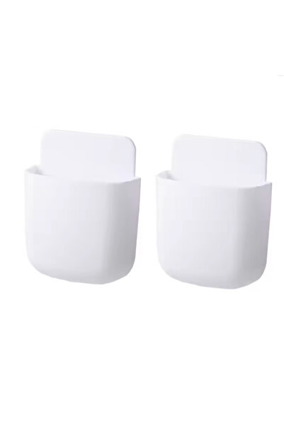 Choice3 2PCS White Wall Mounted Storage Box Mobile Phone Plug Holder Stand Ra...