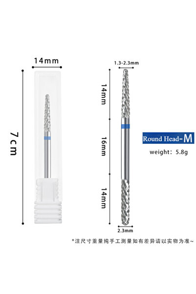 choice2 Round M Double Head Cuticle Drill Bit 3/32" Professional Pointed/Roun...