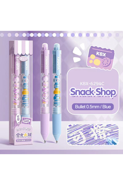 Choice Blue Snack Shop Press to Wipe Pen Neutral Pen Ballpoint Pen Third Grad...