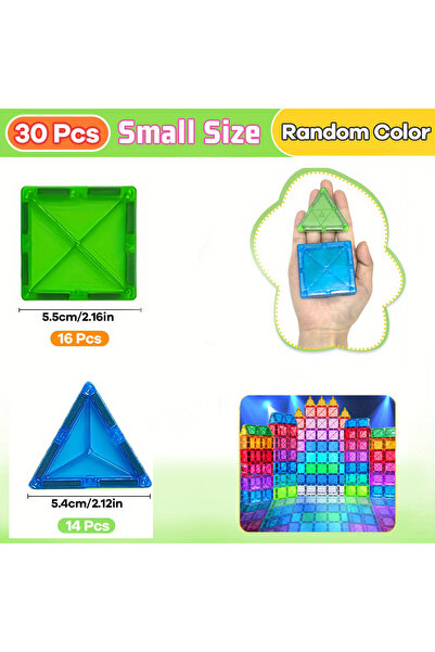 Choice1 30PCS 30/50/100 magnetic tiles enhance hands-on ability and creativit...