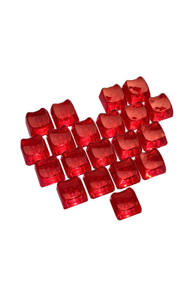 Choice3 Red 20pcs 1U Keycaps with Unique Cats Head MAO Transparent Keycap Com...