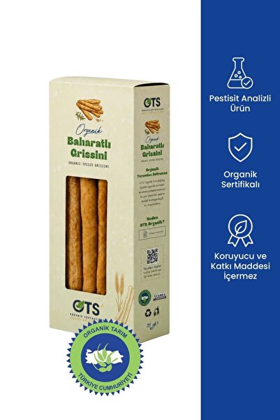 OTS Organik Baharatlı Grisini 75 gr (Organik Sertifikalı, Pestisit Analizli)