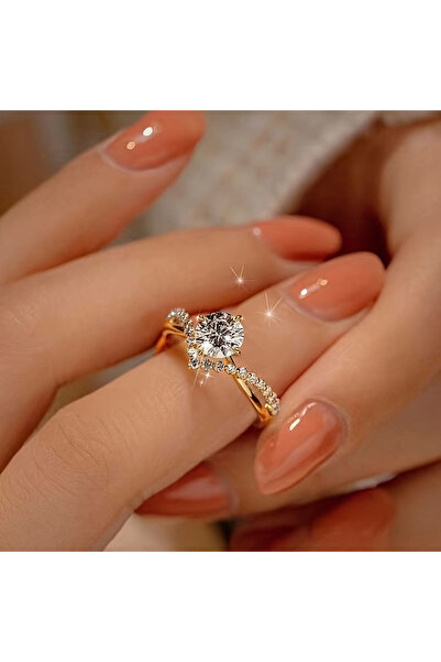 Choice Gold Elegant Cut Square Synthetic Zirconia Engagement Ring Adjustable ...