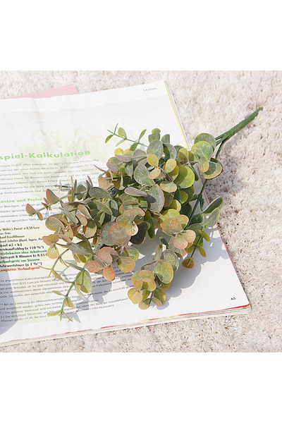 Choice Orange Artificial Plastic Plants Leaves Green Eucalyptus Branch for Ga...
