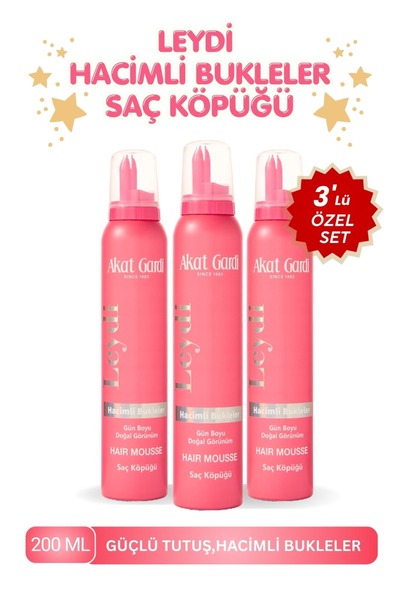 Akat Gardi Saç Köpüğü Hacimli Bukleler Leydi 200ml.3'Lü Özel Set