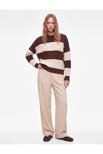 Koton Striped Long Sleeve Crew Neck Knit Sweater