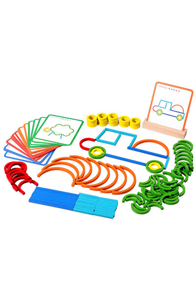 Choice A--without box Wooden Creative Sticks And Rings Puzzle Intelligence Ga...