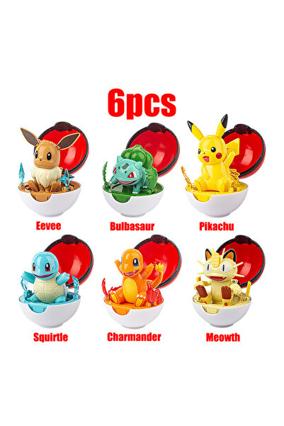 choice2 6PCS-001 Pokemon 6 Pcs/Set Deformation Pokeball Toys Pikachu Figure P...