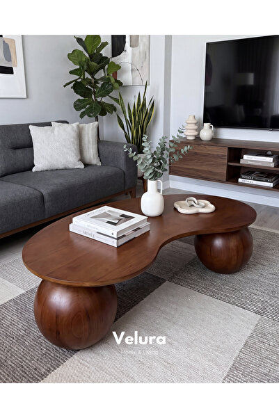 Velura Home Modern Orta Sehpa & Küre-top Sehpa - Koyu Ceviz