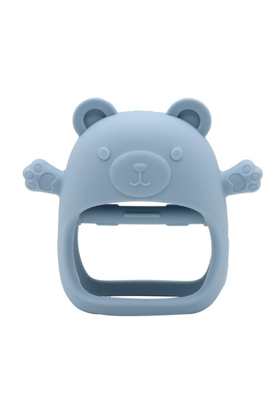 Choice Dusty Blue Silicone teddy bear teething toy for babies, easy to grip a...